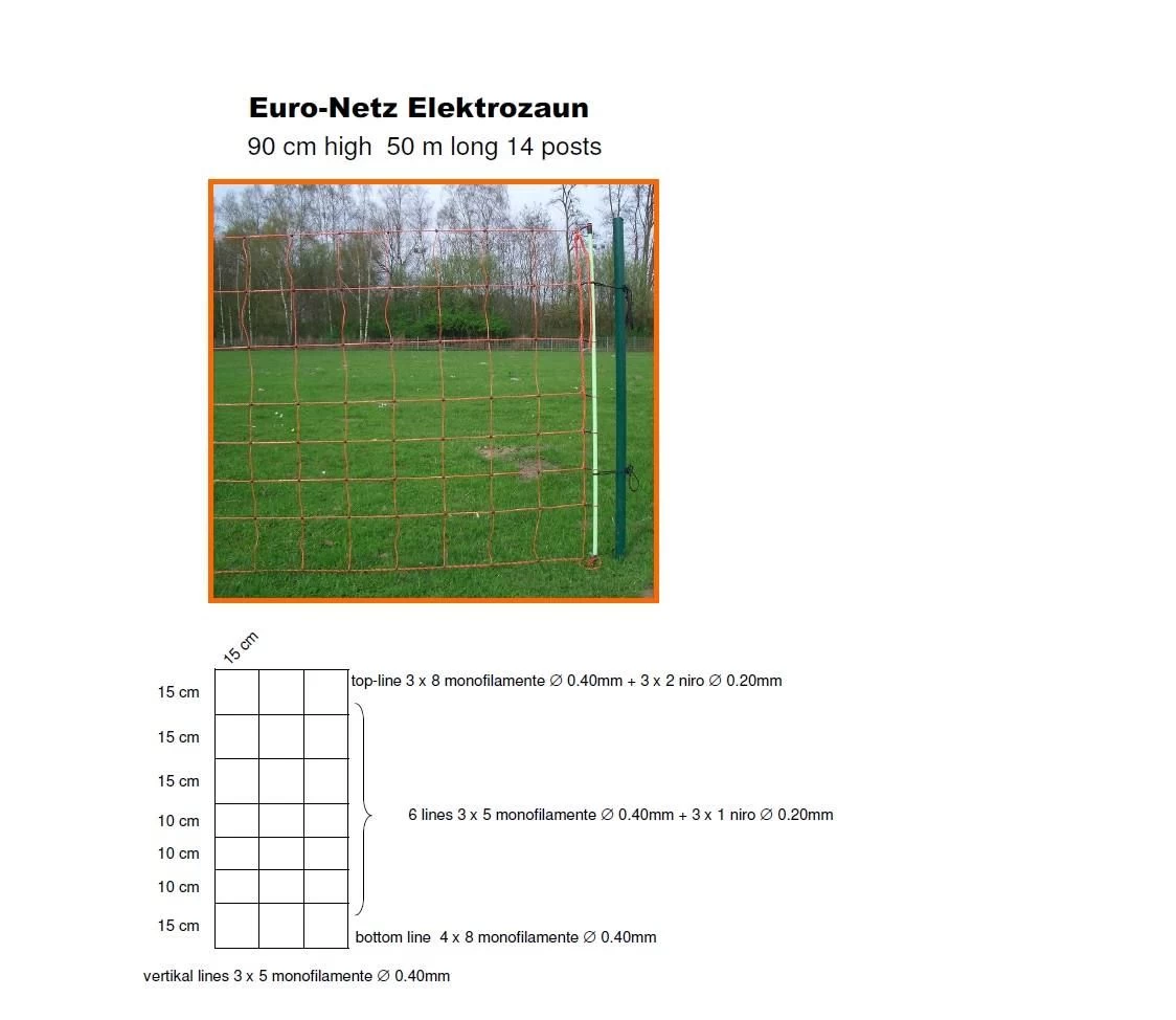 Euronetz Mit Einzelspitze - 0,90m Hoch, 50m Lang 5 Euronetz Mit Einzelspitze - 0,90m Hoch, 50m Lang – Bild 3