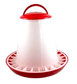 Geflügelfutterautomat 10 Kg Mit Deckel Rot/weiß