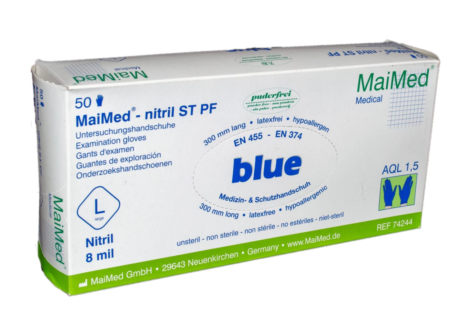 MaiMed-Nitril ST PF Untersuchungshandschuhe L Blau 3 MaiMed-Nitril ST PF Untersuchungshandschuhe L Blau