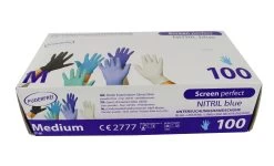 KERBL Einmalhandschuhe Nitril Screen Perfect - Handschuhe Größe M -Landwirtschaftliche Produkte nitril blue m2